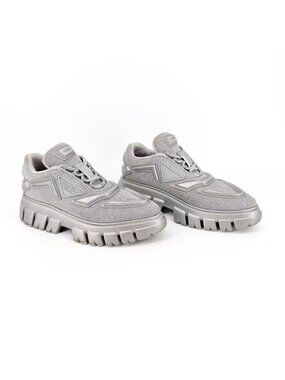 Prada Monolith Evolution Pointed Platform Sneakers Silver Size 38.5 US 8.5 Women